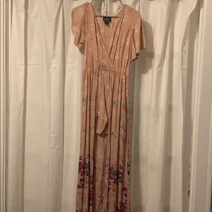 Pink floral dress with built in shorts